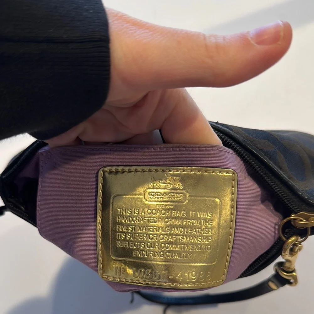 Coach Signature Op Art Wristlet Clutch Mini Purse Wallet Black‎